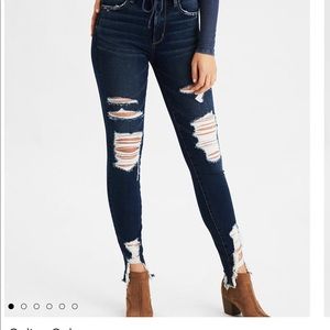 American eagle destroyed dark jeans offers open